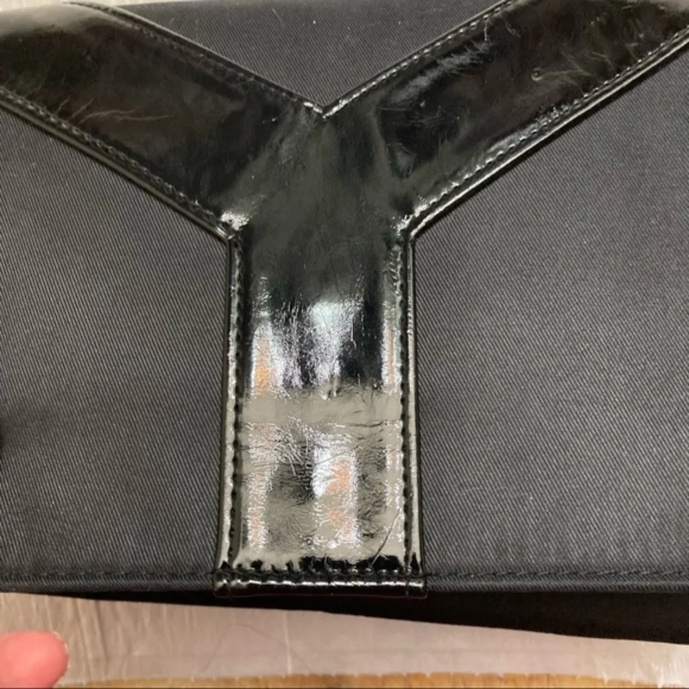 YSL YVES SAINT LAURENT black cosmetic bag with built in Mirror